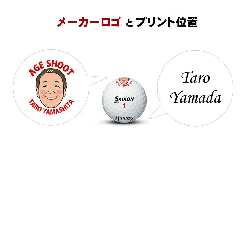エイジシュート記念 名入れ 似顔絵 ゴルフボール